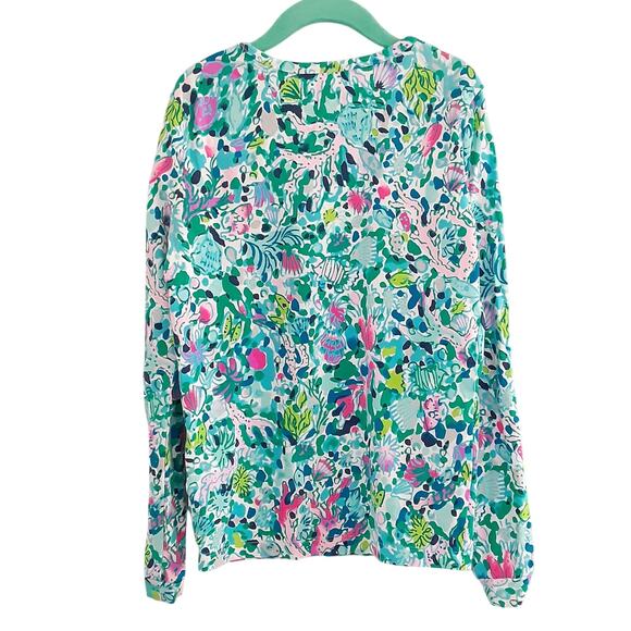 Lilly Pulitzer Girls Mini Sammy Pajama Set Multi Dive Bar Girls 12 Ocean Floral - Picture 3 of 15